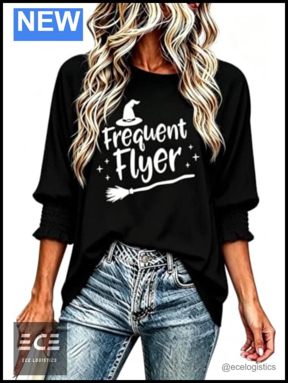 Puff Smocked Sleeve Halloween Pumpkin Graphic Blouse